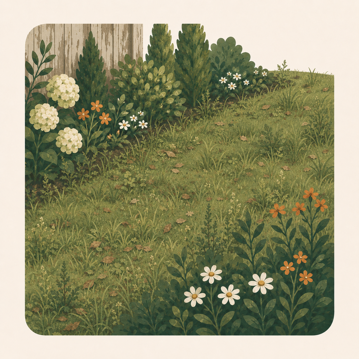 Before — overgrown lawn